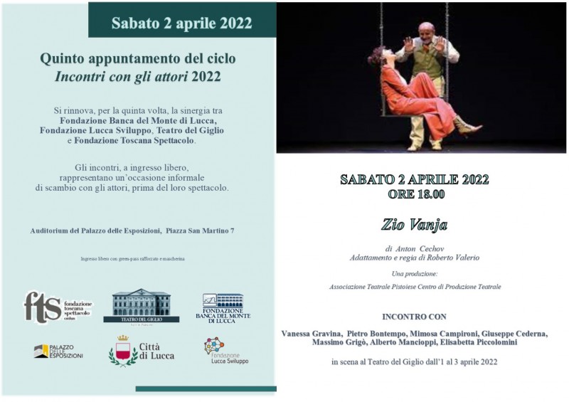 Gli attori di zio Vanja dialogano con il pubblico Sabato 2 aprile alle 18, all’auditorium del Palazzo delle Esposizioni