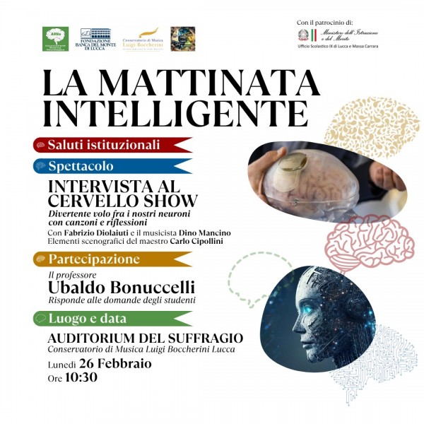 “Mattinata Intelligente” con oltre 100 studenti delle superiori. Lunedì 26 febbraio 2024 alle 10,30 un evento aperto anche al pubblico con ingresso libero fino ad esaurimento posti