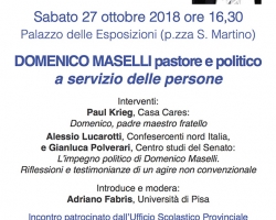 Domenico Maselli pastore e deputato: incontro sabato 27 ottobre 2018 al Palazzo delle Esposizioni 